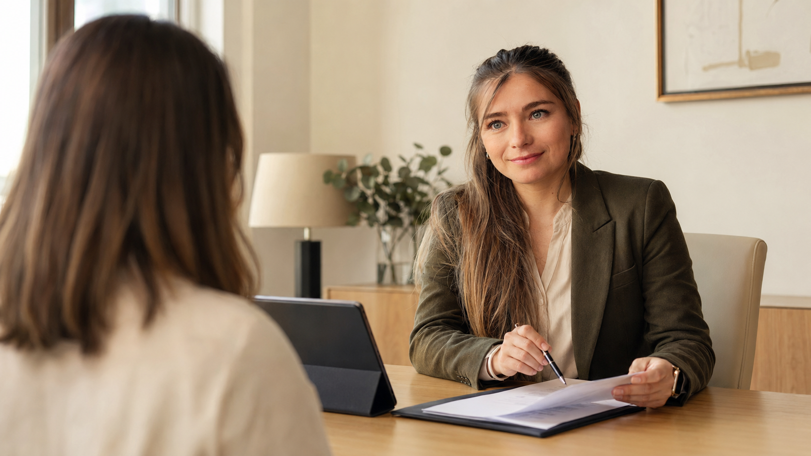 Profesional atendiendo una consulta de seguros y orientación previsional
